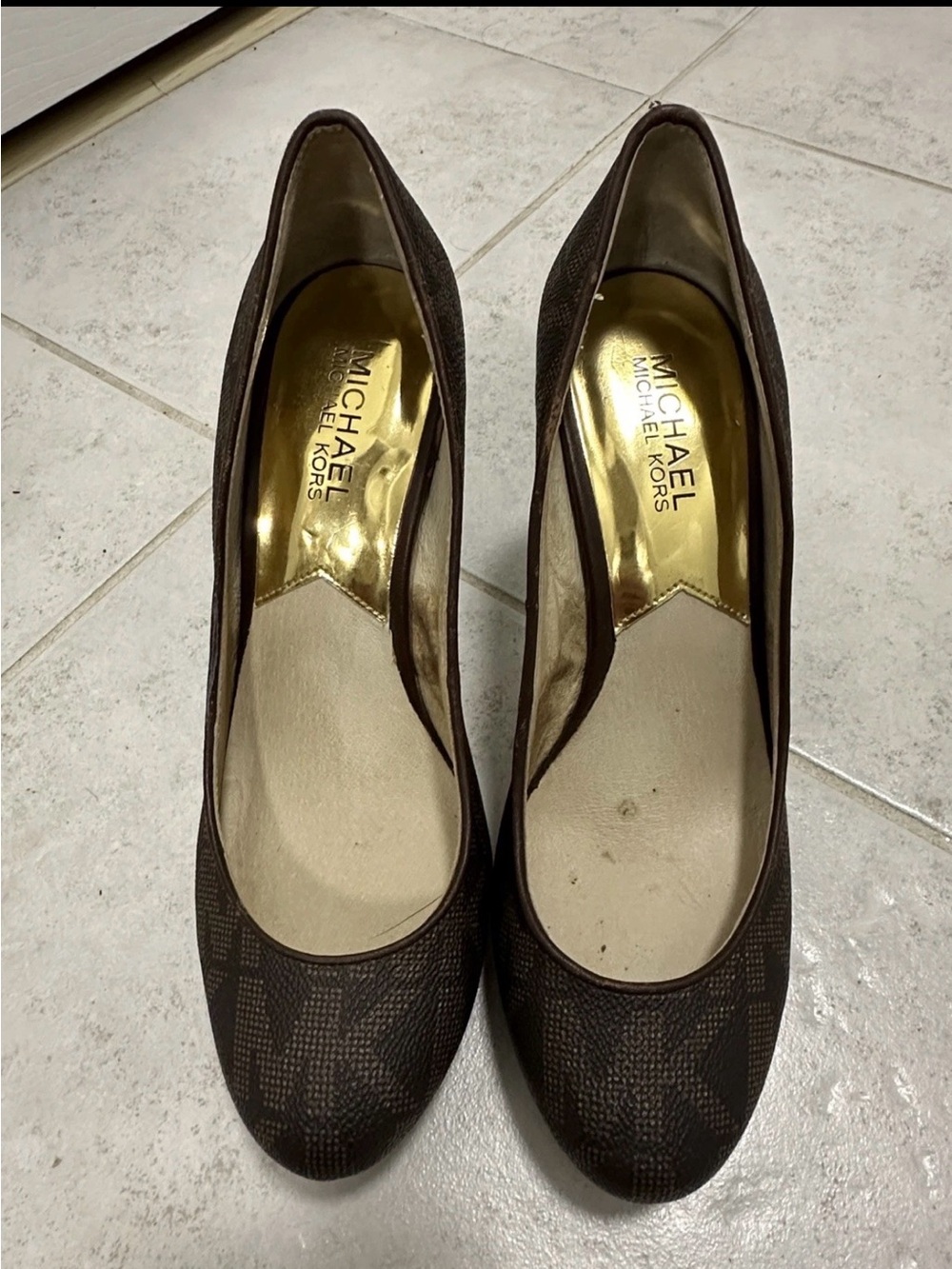Michael Kors Women’s Pumps Brown/Black Textured Pointed Toe Heels Size 7M